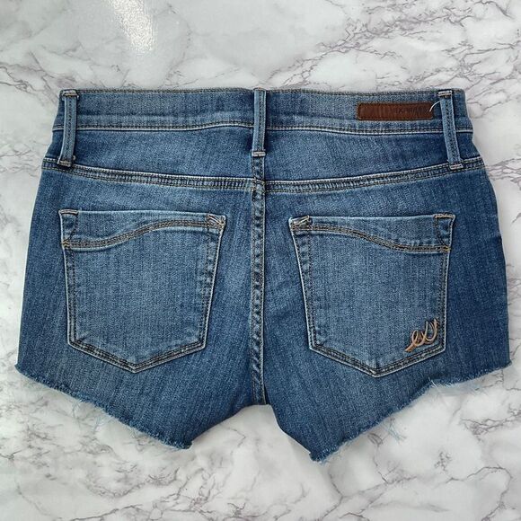 Express Blue Distressed Custom Cutoff Denim Jean Shorts 4 - Picture 3 of 5